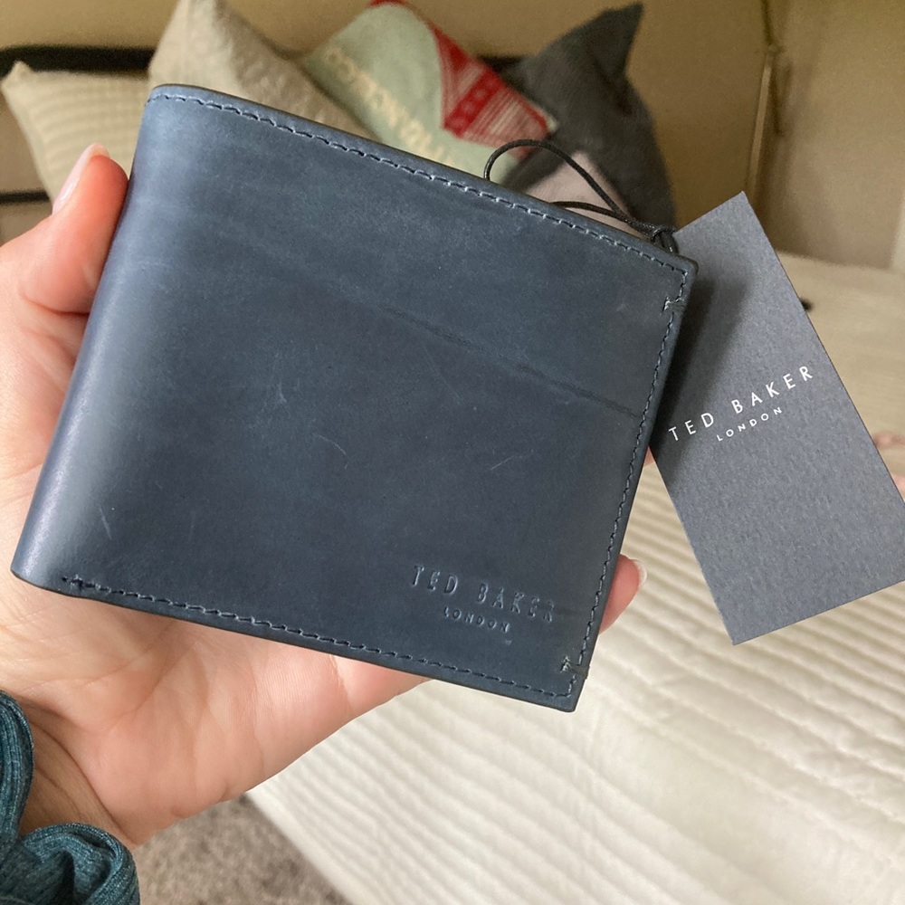 TED BAKER Genuine Leather Blue Billfold